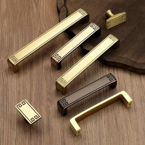 4 Pack 6.3 Inch Gold Vintage Brass Cabinet And Furniture Pull Handles displayed on wooden surface