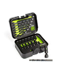 14 Piece G-FORS Extractor Set With Left Hand Drill Bits, foam case open showing extractors and bits, Premium S2 Steel