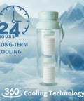 Portable 22oz Stainless Steel Breast Milk Cooler Bottle Keeps Pumped Stash Ice Cold For Up To Twenty Four Hours, shown with cooling technology.