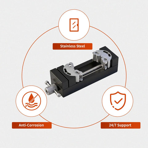 Slick Self Adjusting Mini Drill Press Vise With Dual Jaw Adaptive Clamp For Irregular And Round Shapes That Locks Down Tight Without Marring Workpieces A Badass Shop Essential made of stainless steel with anti-corrosion features.