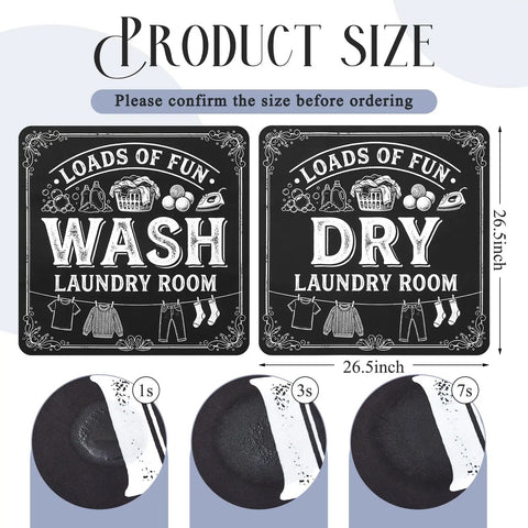 Product size chart for 2 Pack Black Washer And Dryer Top Covers Non Slip Dustproof Pads 26.5 Inch Quick Dry Absorbent Mat