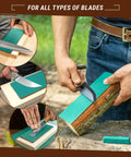 Using Double Sided Knife Stropping Leather Strop Kit 3 By 8 Inches With Honing Compound And Polishing Compound Set outdoors for sharpening knives