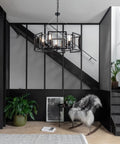 Industrial Style Chandelier With Matte Black Finish Geometric Shade Pendant Lighting Fixture For Dining Room Living Room