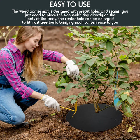 30 Pieces Weed Barrier Rings Non Woven Tree Mulch Protectors Black Thickened Landscape Fabric Round Garden Covers around tree