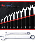 Shop Tested Beefy 11 Piece SAE Combination Wrench Set With Heavy Duty Roll Pouch featuring chrome wrenches with 12 point jaws and 15 degree offset.