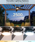 52 Inch Outdoor Ceiling Fan With Light Built For The Outdoors in covered patio setting, showcasing dimmable lighting modes, IP66 rated.