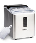Compact Stainless Steel Ice Maker Cranks Out 26 Pounds Daily With Auto Clean Function And Led Display For Smoothies Cocktails And Awesome Weekend Hangouts with ice scoop.