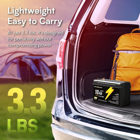 12V 10Ah LiFePO4 Battery With Built In BMS IP67 Waterproof Deep Cycle Over 5000 Cycles For Power Wheels camping gear car trunk