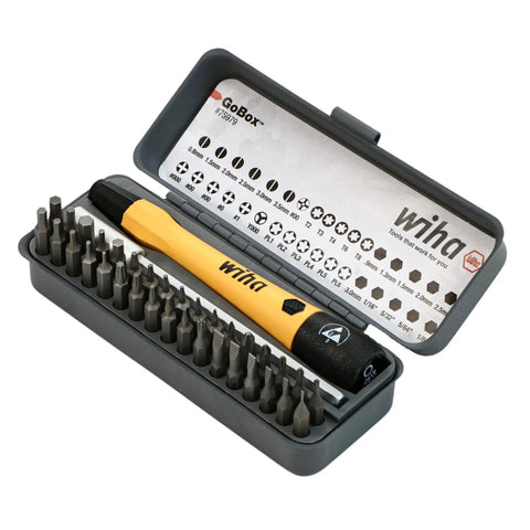 GoBox Electronics ESD Precision Micro Bit Set 36 Piece Kit With PicoFinish Handle in storage case, assorted bits visible