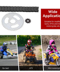 Beefed Up High Power Steel T8F Chain And Sprocket Kit for mini bikes and karts, 11T and 44T sprockets, suitable for go-karts, ATVs, mini motorcycles.