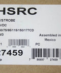 Label of Exceder Ceiling Mount Fire Alarm Horn Strobe In Red Housing with specifications and barcode visible