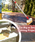 60 Inch Long Handle Deck Stain Brush Kit with 7 Inch Deck Stain Brush and 3 Inch Paint Brush for wood stains and coatings