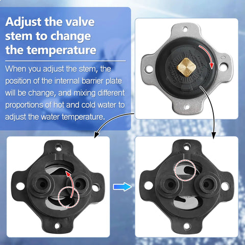 Diagram showing Complete Mixer Cap and Pressure Balancing Unit Kit for K-15701-K and K-15700-K with brass stem for temperature control.