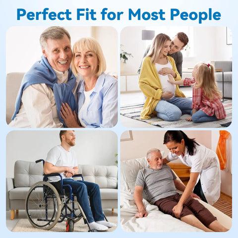 Collage of diverse people using Dead Nuts Solid Heavy Duty Aluminum Toilet Safety Rails With No Shift Grip Pads And Beefy Handle Bars.