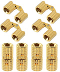 8 Pcs Solid Brass Barrel Hinges 18x8mm for Wooden Jewelry Boxes, Invisible Concealed 180 Degree Flush Mount Hardware Kit With Screws for DIY Woodworking and Craft Projects in Polished Gold