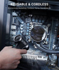 Beast 110000 RPM Cordless Air Duster With 3 Gear Turbo Power used on PC components for dust removal in a computer case