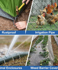 U Shape Drip Irrigation Stakes Pack Of 150 Heavy Duty Galvanized Garden Staples securing tarp, tubing, fencing, and landscape fabric