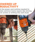 20v Max Cordless Drill And Impact Driver Combo Kit With Brushless Motor shown in action drilling wood, demonstrating power and usage.