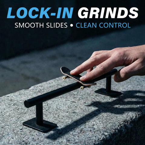 Hand using Round Metal Fingerboard Slide Rail For Skating Tricks, 11 Inches Long With Non Slip, Sturdy Base For Smooth Sliding