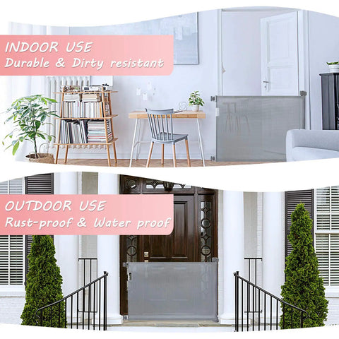 Retractable Safety Barrier Gate for Stairs and Doors Extra Wide 54 Inch Mesh Baby and Pet Gate for Indoor Outdoor Use