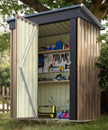 Lockable Outdoor Storage Shed 5x3 Feet Beefy Metal Garden Shed With Anti Corrosion Steel Construction All Weather Durable Locking Door For Backyard Patio Brown