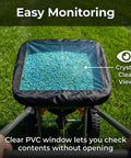 Spreader Hopper Cover Waterproof Heavy Duty Protection For Lawn And Fertilizer Spreaders With Universal Fit, clear PVC window.
