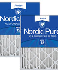 20x24x4 Pleated MERV 12 Air Filters 2 Pack With Actual Size 19.38 x 23.38 x 3.63 front view in blue packaging