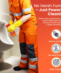 Worker using Commercial Grade Urinal Drain Cleaner Descaler and Deodorizer for Restrooms, Breaks Down Urine Scale and Calcium Deposits, Restores Pipe Diameter, Safe for Pipes, No Harsh Fumes, Urine Salt Remover, 32 Fl Oz on urinal.