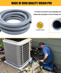 Ultra Heavy Duty Non Metallic Flexible Pvc Liquid Tight Electrical Conduit 1-1/2 Inch Diameter 25 Foot Length coiled for easy installation near HVAC unit.