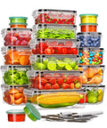 40 Piece Food Storage Containers Set With Lids For Kitchen Organization BPA Free Plastic Meal Prep Containers filled with food