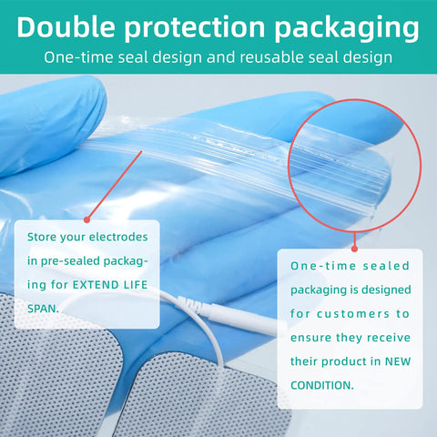 Universal Replacement Pads For Tens Units 40 Adhesive Electrodes Reusable 2 By 2 Inch Snap On 3.5 Mm Connectors Compatible With Most Muscle Stimulators Easy Stick Long Lasting Comfort pre-sealed pack