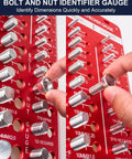 Thread Checker Kit For Bolts And Nuts With 42 Size Gauge, close-up of hands using Pro Grade Heavy Duty Nut And Bolt Identifier