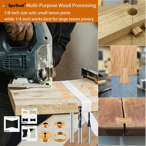 Bow Tie Inlay Kit With Acrylic Templates Brass Guide Bushing And Carbide Spiral Router Bits For Woodworking setup and use
