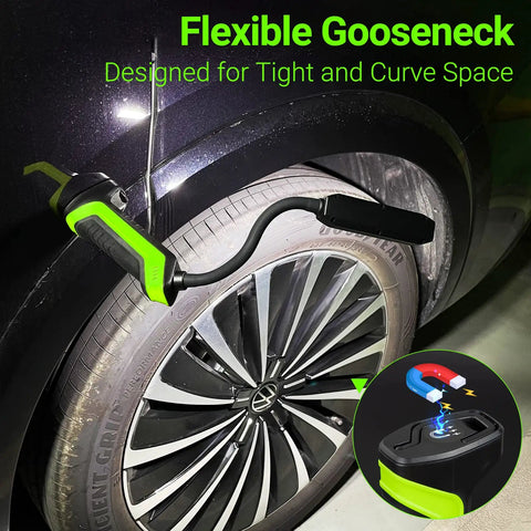 LED Work Light With Magnetic Base And Flexible Gooseneck 360 Degree Rotary Head Rechargeable for auto repair tire inspection