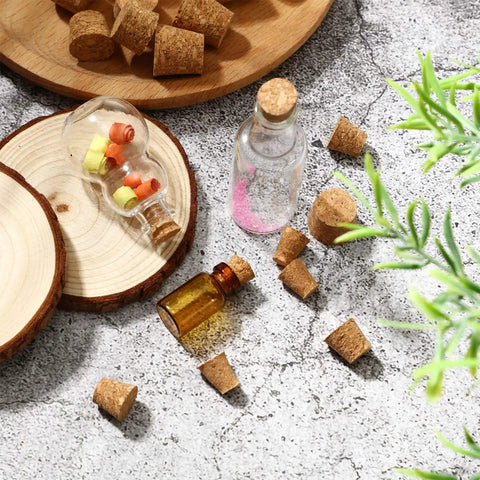 120 Piece 8 Sizes Tapered Cork Stoppers Set Natural Wood Wine Bottle Plugs For Wine Beer Liquor DIY Crafts Replacement Corks