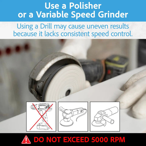 4 Inch Diamond Pro Grade Polishing Pads Wet And Dry Set Of 11 Plus 1 Backer Pad with polisher instruction diagram in use
