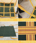 Heavy Duty Canvas Cargo Net For Pallet Lifting with trapezoidal pocket and tough nylon sling, green and yellow, 150x150 cm