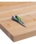 Heavy Duty 72 Inch Dual Pedestal Workbench Straight Up Built Tough With Solid Welded Steel Frame And One Three Quarter Maple Top features a pliers on maple top.