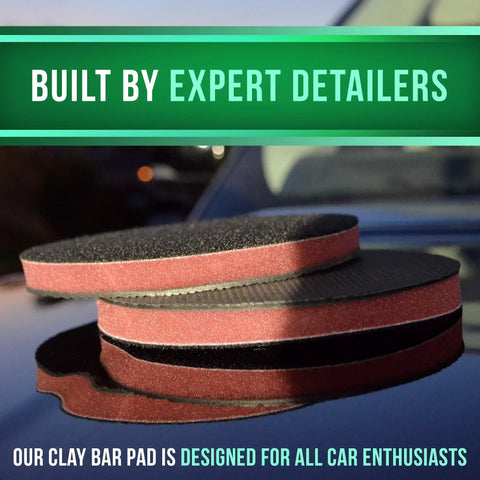 Reusable Medium Grade Nano Clay Pad For Auto Detailing 6 Inch Orbital Synthetic Clay Bar Pad stacked on a car surface