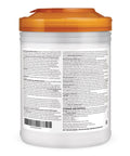 Back view of Bleach Disinfecting Wipes For Hospital Grade Surface Cleaning In Bathrooms And Equipment Large Canister