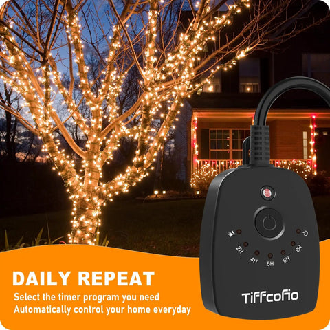 Weatherproof Outdoor Light Timer With 100 Ft Remote And Auto Dusk To Dawn Sensor Built Tough 15 Amp Heavy Duty dual outlet switch with lights on tree.
