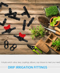 42 Pcs All In One Drip Irrigation Fittings Kit With Switch Valves Tees Elbows End Caps Plugs for garden use