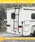 Universal Van Ladder 51 Inch Beefy Heavy Duty Aluminum Hook Over Ladder Rack For Ford E Series Chevy GMC Full Size Vans 1997 2024 Supports 300 Lb Capacity Rust Resistant And Easy Install on rear RV wall
