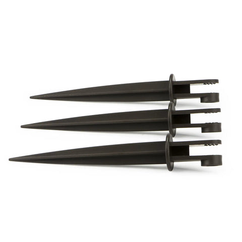 Three Pack LED Pond And Landscape Spotlight Kit with 1 Watt LEDs, showing three black ground stakes on a white background.