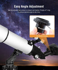 Easy angle adjustment with 1.25 Inch T-Adapter and T Ring for Pentax K SLR DSLR using hex wrench, telescope attachment.