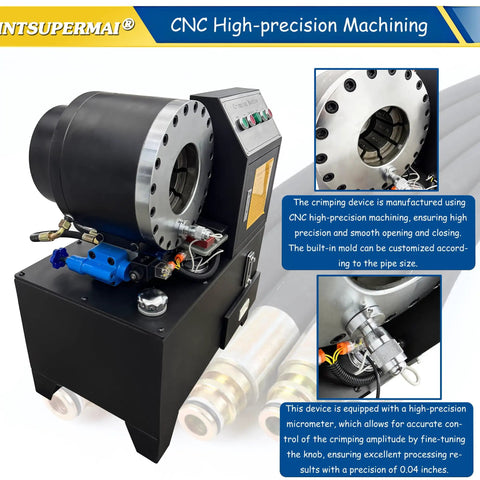 Kickass Heavy Duty Electric Hydraulic Pipe Crimper And Hose Crimping Machine with CNC precision for 6-51mm tubes; equipped for serious tradesmen.