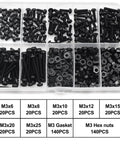 M3 Black Nylon Screw And Bolt Assortment Featuring Pan And Round Heads Heavy Duty Plastic Fasteners Zero Sweat Labeled Storage Tray with assorted bolts and nuts