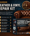 Legit Leather And Vinyl Repair Kit For Furniture Car Seats And Handbags Quick Dry Color Match Adhesive displayed with before and after image.