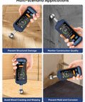 Pinless Moisture Meter For Wood Walls And Drywall With Digital Readings, Firewood Moisture Tester And Concrete Reader, Go To USB C Rechargeable Humidity Tester For Home Renovation And DIY Inspections, Fast 3 Second Readings, hand held on wood and concrete