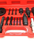 18Piece Air Conditioning Compressor Clutch Hub Puller Kit For Gm Ford Chrysler Sanden Tools set in red case with various tools.